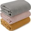 Muslin Swaddle Blankets for Newborn, 3 Pack Breathable Soft Receiving Blanket, Large 38 x 40 inches Swaddle Wrap Burping Clothes, Essentials Infant Shower Items, Toddler Gift (Bright Colors)