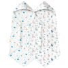 Hooded Baby Towels for Newborn 2 Pack 100% Muslin Cotton Baby Bath Towel with Hood for Babies, Infant, Toddler and Kids, Large 32x32Inch, Soft and Absorbent Newborn Essential