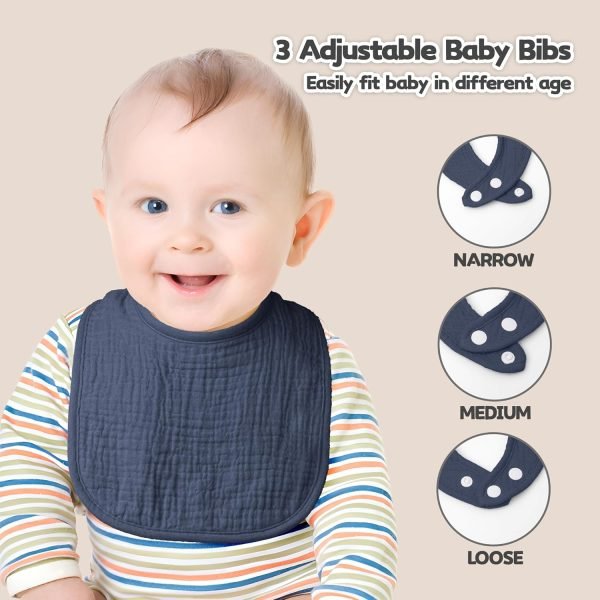 Muslin Baby Drool Bibs 6Pack Soft Square Adjustable Baby Bandana Bibs for Unisex Girls & Boys