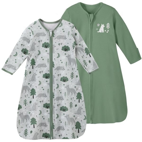 81XQhxFpICL._SL1500 Baby Sleep Sack 6-12 Months Long Sleeve Wearable Blanket Baby 100% Cotton 2-Way Zipper 0.5 Tog Infants Sleeping Sack, Lightweight(Medium)