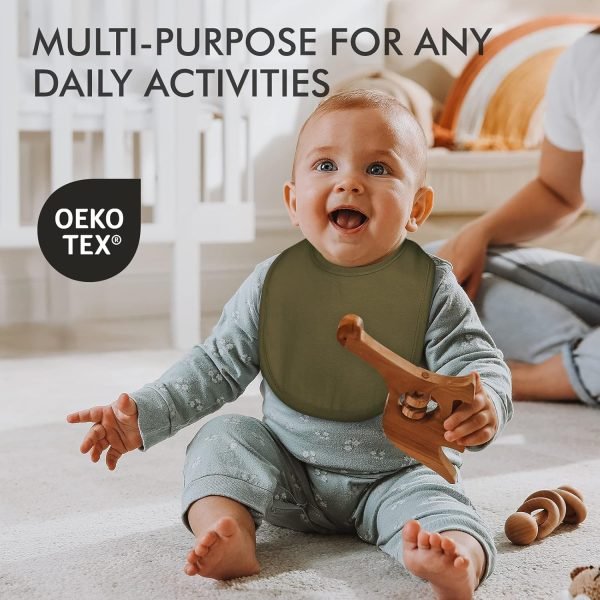 Baby Snap Bibs for Boys Girls,10 Pack Drool Bibs with Snap,Organic Cotton Snap Closure Bibs for Newborn