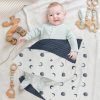 Baby Blankets for Unisex Boys Girls, Soft Nursery Crib Blankets with Muslin Cotton Front and Dotted Fleece Back for Newborns Toddlers 30x40inch (Blue Moon)