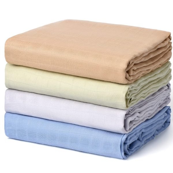 Muslin Swaddle Blankets, Swaddle Blanket for Baby Boys and Girls, 4-Pack Breathable and Skin-Friendly Baby Receiving Blankets Swaddle Wrap, Baby Essentials, Registry & Gift, 47 x 47 inches