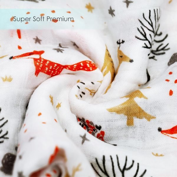 81b436F0mBL._SL1500 Baby Swaddle Blanket Unisex Swaddle Wrap Soft Silky Muslin Swaddle Blankets Neutral Receiving Blanket for Boys and Girls, 47 x 47 inches, Set of 4 - Fox/Elephant/Giraffe/Dinosaur