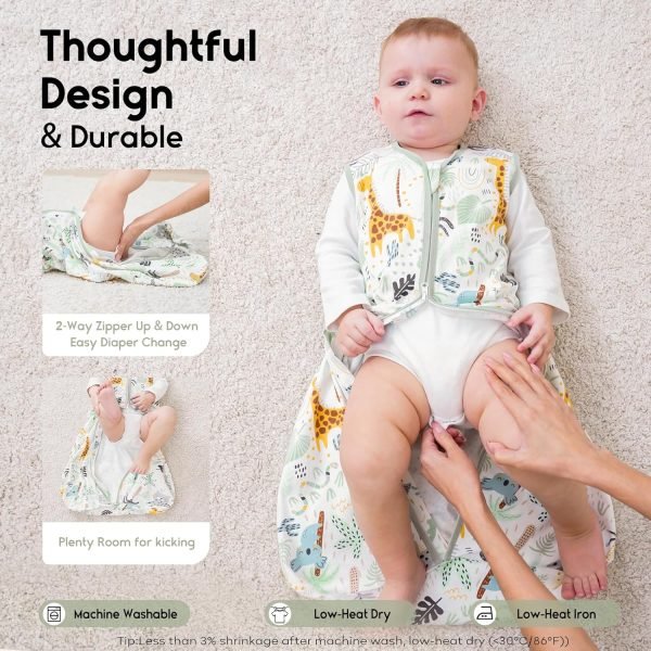 81hZXvhKNbL._SL1500 Baby Sleep Sack 6-12 Months 0.5 TOG Baby Wearable Blanket, 100% Cotton Infant Toddler Sleeping Sack 2-Way Zipper Lightweight Sleepsack, Giraffe