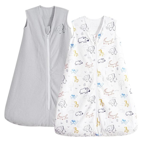 Soft Micro-Fleece Baby Sleep Sack, 6-12 Months Warm Baby Wearable Blanket, 2-Way Zipper Sleeping Bags, 2 Pack Comfy Toddler Sleeping Sack for Baby Girls, Medium Size, Floral
