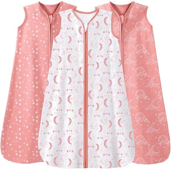 81id2r9AudL._SL1500 Baby Sleep Sack 6-12 Months 3 Pack 100% Cotton Lightweight 0.5 TOG Wearable Blanket Baby Sleep Bag with 2-Way Zipper for Newborn Infant Blue