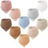 Muslin Baby Bibs 10 Pack Baby Bandana Drool Bibs 100% Cotton for Unisex Boys Girls,10 Solid Colors Set for Teething Drooling