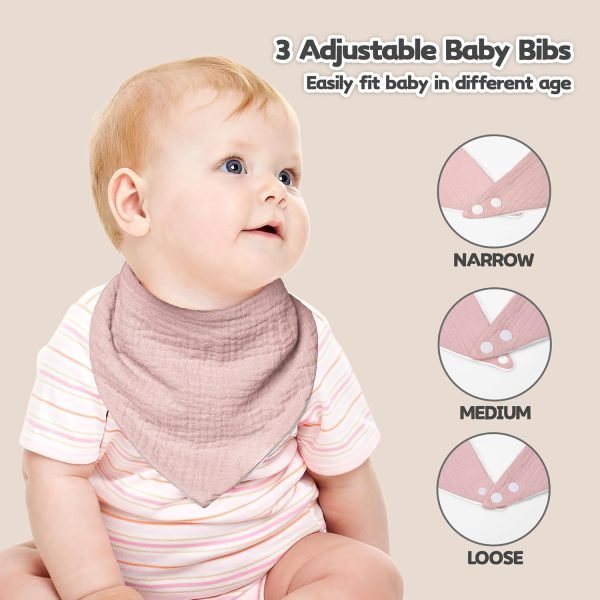 Muslin Baby Drool Bibs 6Pack Soft Triangular Adjustable Baby Bandana Bibs for Unisex Girls & Boys