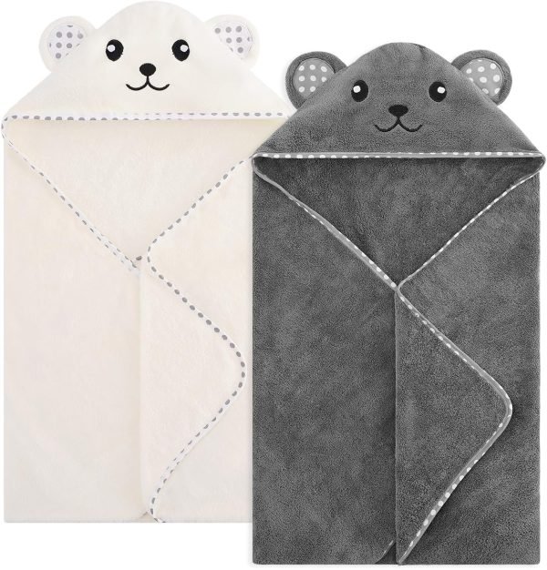 Baby Towel, 2 Pack Cotton Baby Towel Set, 31 X 31 Inch Super Soft Baby Bath Towel for Infants, Toddlers and Newborn (Panda)