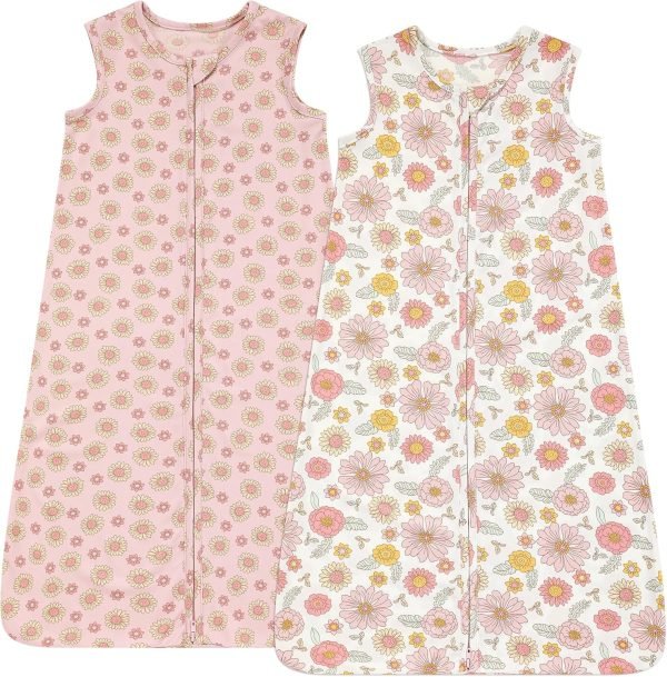 Baby Sleep Sack 18-24 Months 100% Cotton, Baby Boy Wearable Blanket 2-Way Zipper TOG 0.5, Breathable Lightweight Baby Sleeping Bag 2 Pack, Toddler Sleep Sacks 2t, Dinosaur, X-Large