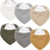 Muslin Baby Drool Bibs 6Pack Soft Triangular Adjustable Baby Bandana Bibs for Unisex Girls & Boys