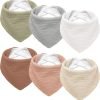 Muslin Baby Drool Bibs 6Pack Soft Triangular Adjustable Baby Bandana Bibs for Unisex Girls & Boys