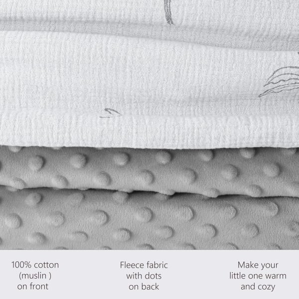 Baby Blankets for Unisex Boys Girls, Soft Nursery Crib Blankets with Muslin Cotton Front and Dotted Fleece Back for Newborns Toddlers 30x40inch (Blue Moon)