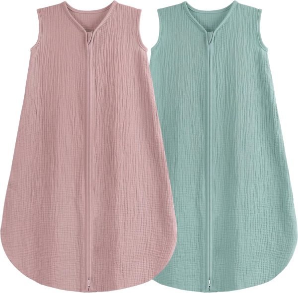 3 Pack Baby Sleep Sack 3-6 Months 100% Rayon Cotton Baby Sleeping Bag 2-Way Zipper Toddler Wearable Blankets Comfy Stretchy Thin Sleep Sacks TOG 0.3