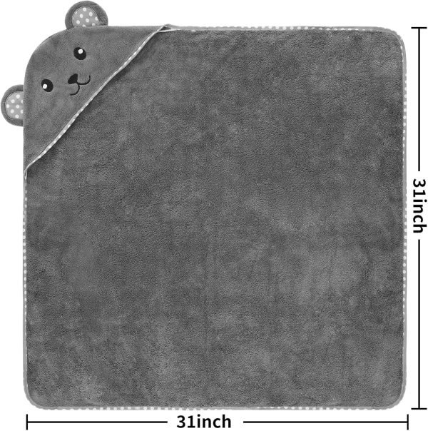 Baby Towel, 2 Pack Cotton Baby Towel Set, 31 X 31 Inch Super Soft Baby Bath Towel for Infants, Toddlers and Newborn (Panda)