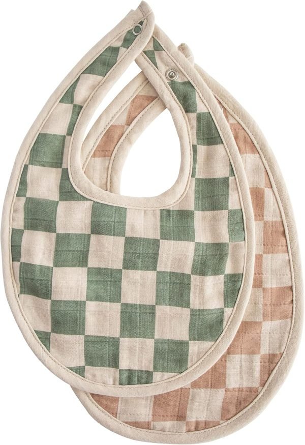 Muslin Baby Bib | Soft Cotton for Infant Drips, Drools & Feedings | Adjustable Fit | 2 Pack