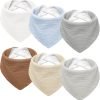 Muslin Baby Drool Bibs 6Pack Soft Triangular Adjustable Baby Bandana Bibs for Unisex Girls & Boys