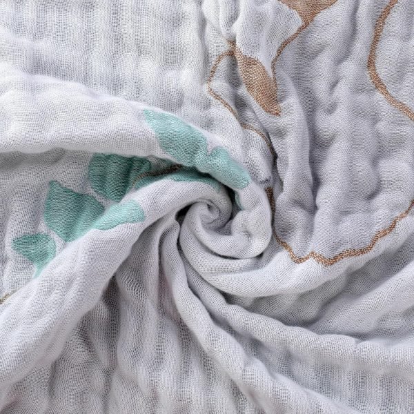 Ultra Soft Muslin Baby Blanket, Made of Viscose from Bamboo and Muslin from Cotton, A Versatile Swaddle and Bed Blanket for Babies, Toddlers, Boys, and Girls (Forest Elephant 1 Pack).