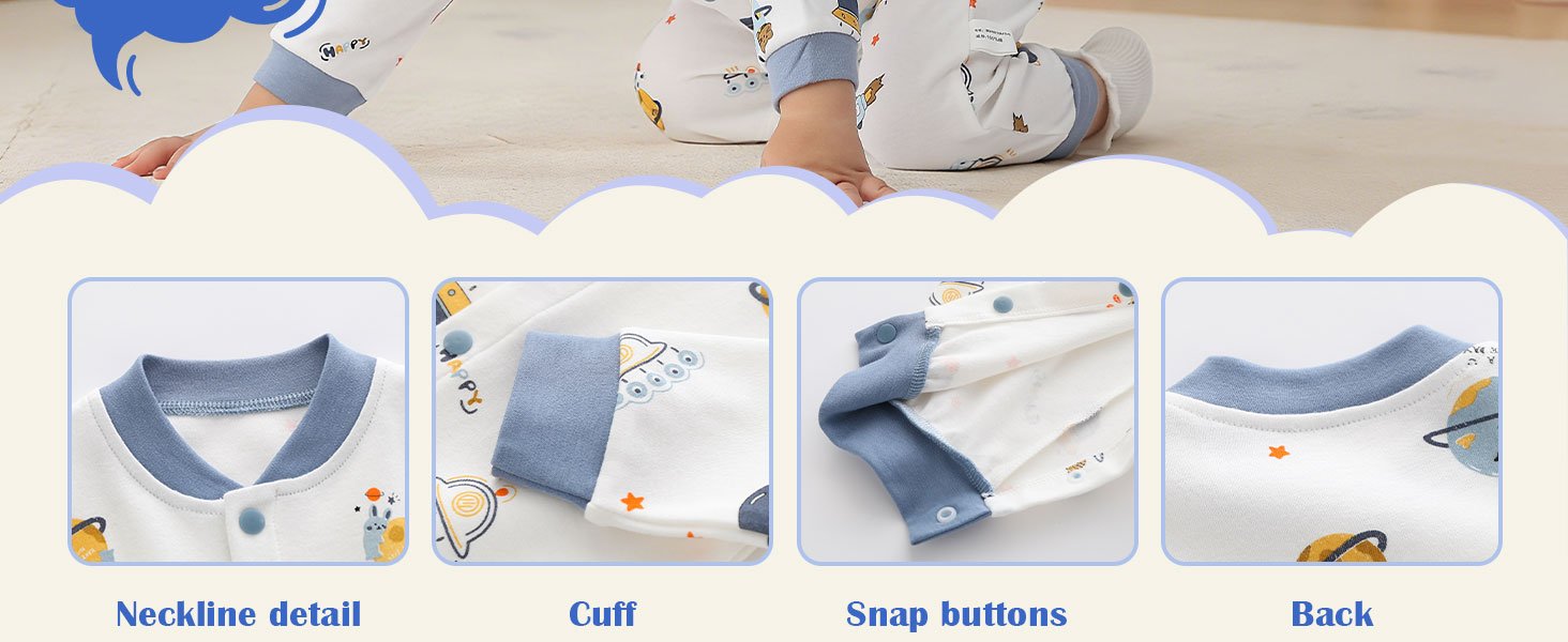Newborn Baby Boys 2 Pack Cotton Romper Outfits Infant Long Sleeve One-Piece Toddler Button Jumpsuits