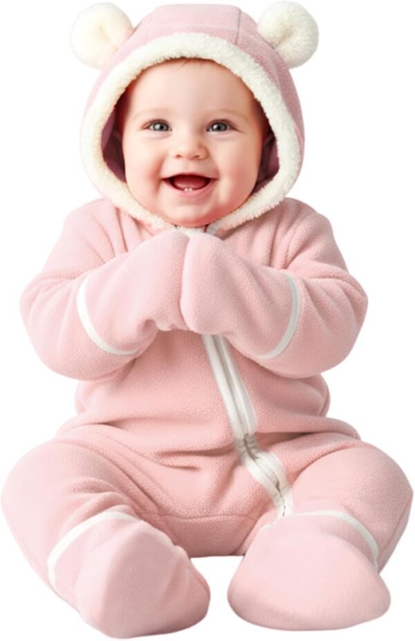 Fleece Hooded Footed Clothes, Soft Warm Footie Covers, Car Seat Friendly, Easy Zip,Cute Romper Newborn Infant Jumpsuit