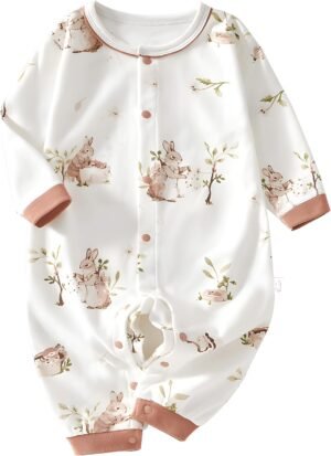 7128bRzwrmL._AC_SL1500 100% Organic Cotton Soft 3-24 Months Unisex Footless Newborn Baby Sleepers Pajamas Romper Boys Girls Long Sleeve