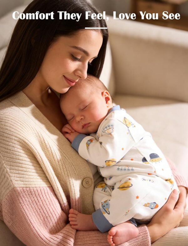 Newborn Baby Boys 2 Pack Cotton Romper Outfits Infant Long Sleeve One-Piece Toddler Button Jumpsuits