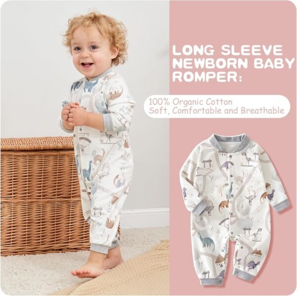 100% Organic Cotton Soft 3-24 Months Unisex Footless Newborn Baby Sleepers Pajamas Romper Boys Girls Long Sleeve