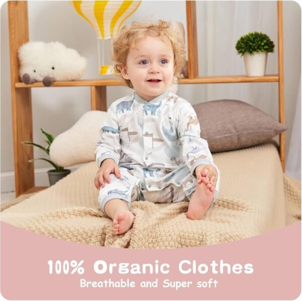 100% Organic Cotton Soft 3-24 Months Unisex Footless Newborn Baby Sleepers Pajamas Romper Boys Girls Long Sleeve