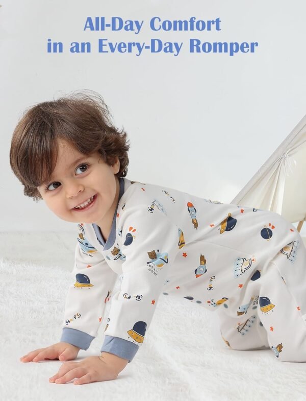 Newborn Baby Boys 2 Pack Cotton Romper Outfits Infant Long Sleeve One-Piece Toddler Button Jumpsuits