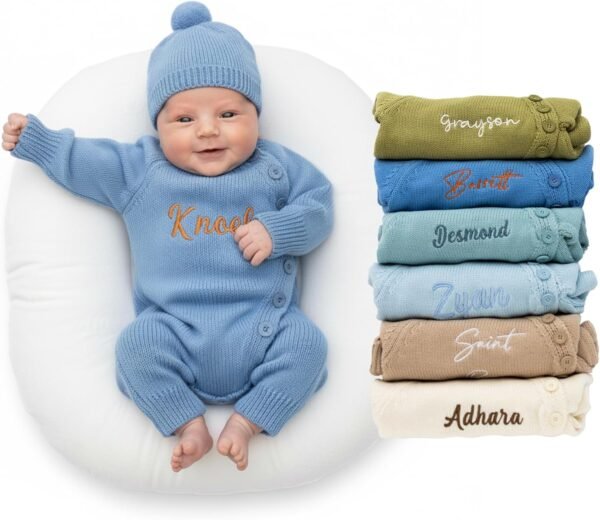 100% Cotton Baby Romper Set with Personalized Embroidery | Newborn Outfit (0-1M), 12 Colors | Soft, Comfortable & Perfect for Gifts