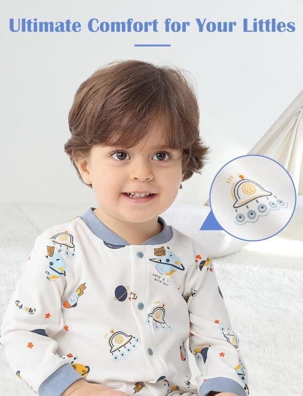 Newborn Baby Boys 2 Pack Cotton Romper Outfits Infant Long Sleeve One-Piece Toddler Button Jumpsuits